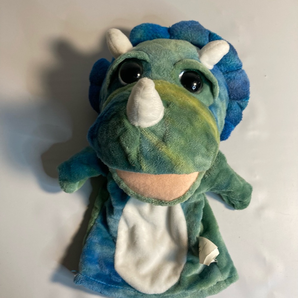 Bee Happy Triceratops hand puppet plush